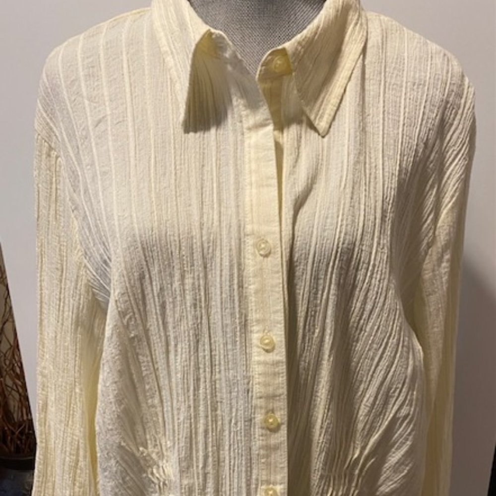 Venezia Woman's Long Sleeve Wide Cuff Blouse - Off White & Gold - 22/24